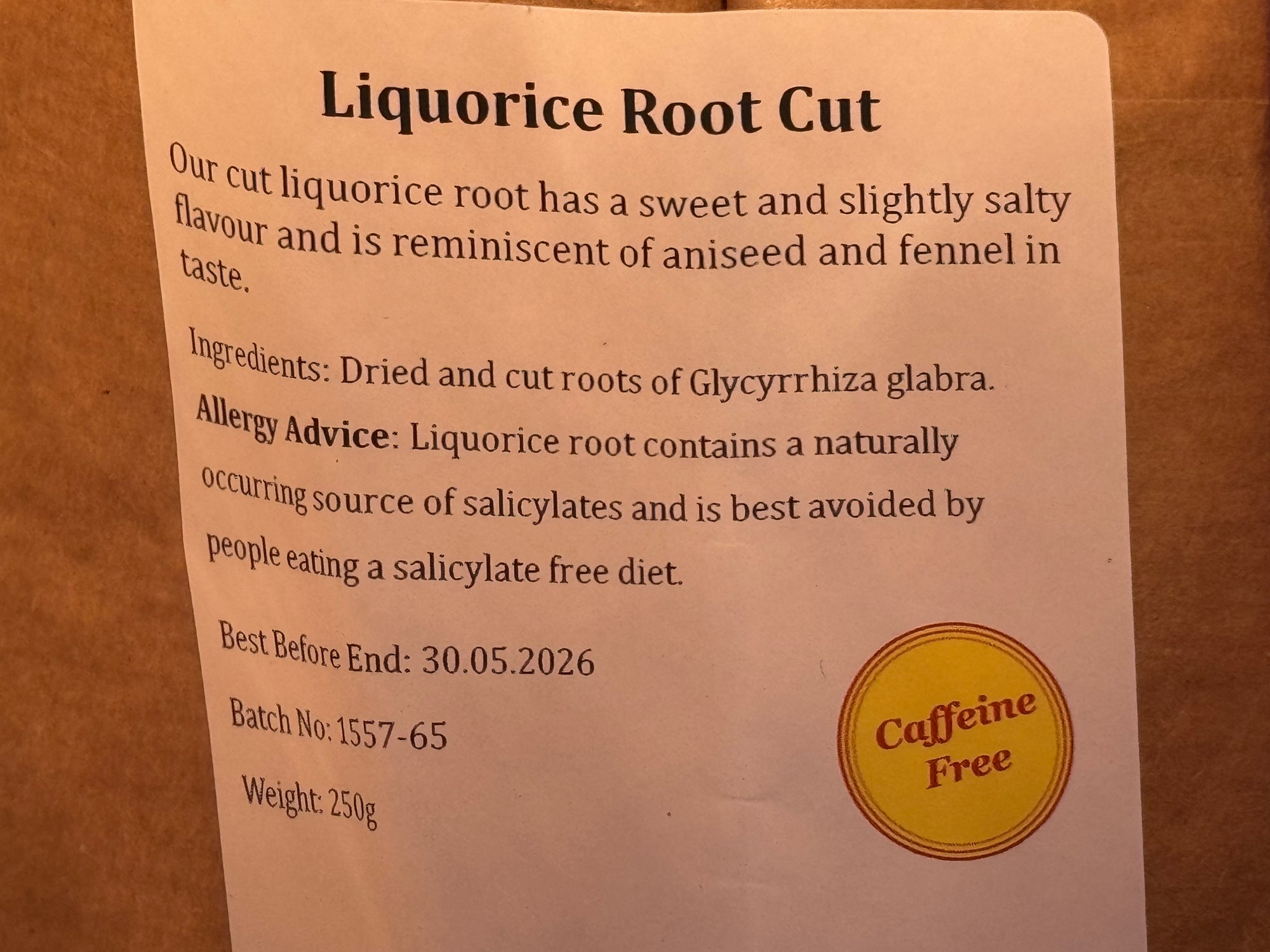 Liquorice Root Cut Tea